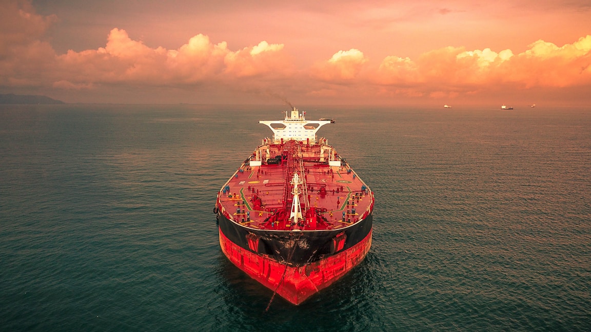 Bunker tanker at sea
